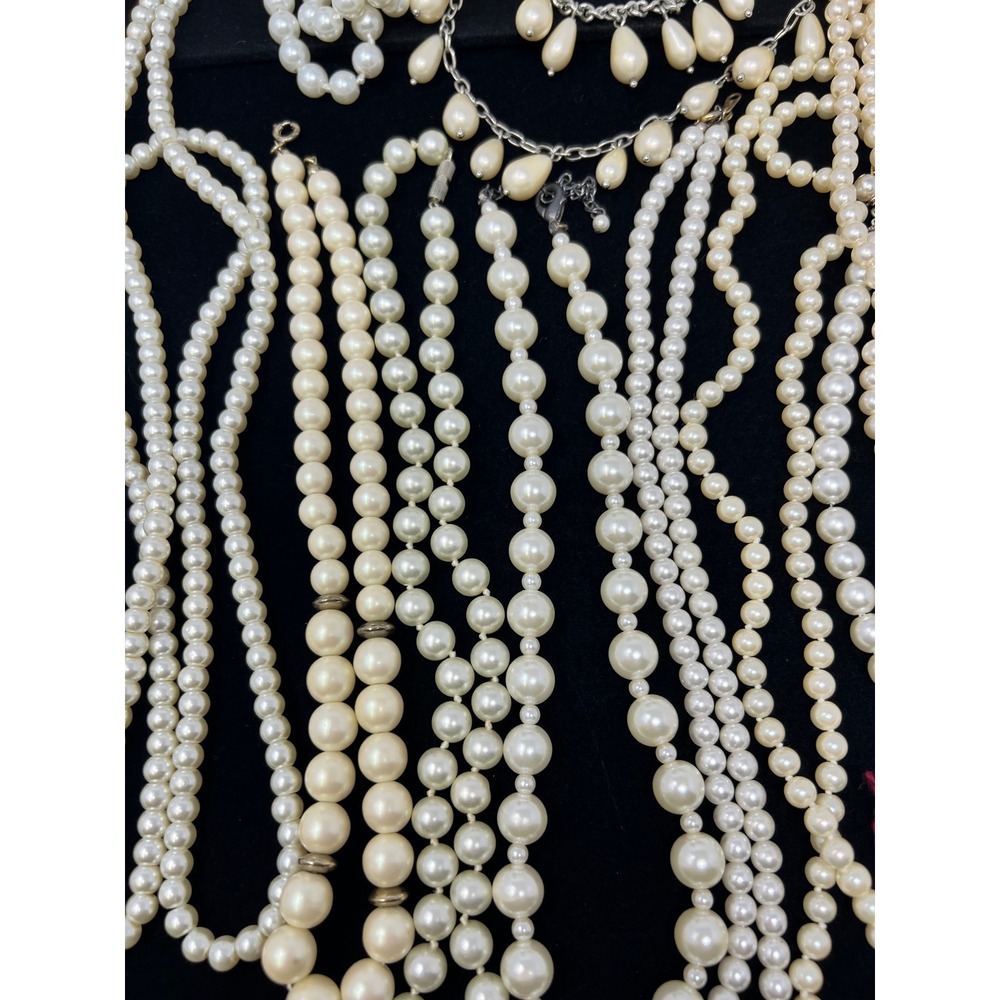 Vintage to Modern Pearl Necklace & Bracelet Gold & Silver Tone Beaded Lot of 30 - Picture 14 of 16